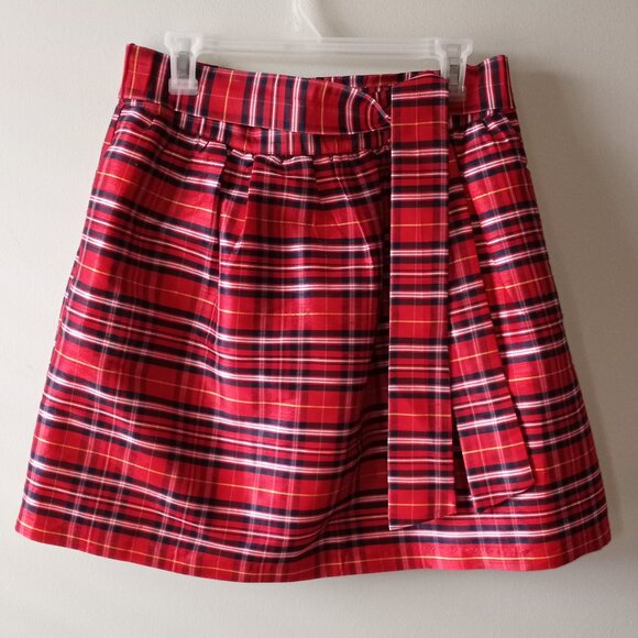 'Crown & Ivy' Taran Plaid Holiday Skirt 8 Fully Lined with Pockets EUC - Picture 1 of 13